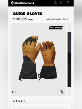 Black Diamond Guide Gloves NWT